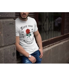pilelistore- Erkek Bisiklet Yaka Baskılı Oversize T-Shirt - Beyaz