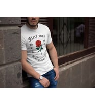 pilelistore- Erkek Bisiklet Yaka Baskılı Oversize T-Shirt - Beyaz