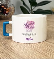 Kişiye Özel İkizler Burcu İsim Yazılı Hediye Lüks Fincan Doğum Günü Hediyesi (Mavi)