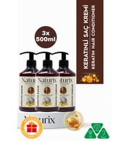 Keratin Bakım Tuzsuz Saç Kremi 500 Ml - 3'lü Eko Paket Yıpranmış Saçlar İçin
