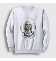 Presmono Unisex Beyaz Ghost With The Most Tim Burton Beetlejuice Sweatshirt 456657tt