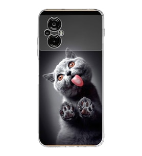PrintiFy Xiaomi Poco M5 ile Uyumlu 1mm Slim Fit Kedi 2 050c Baskılı Şeffaf  Kılıf