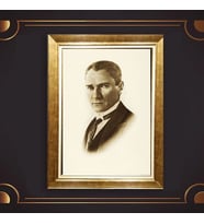 Altın Varaklı Çerçeveli Paspartulu Atatürk Tablo z4902 (Gold)