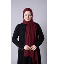 Bordo Pratik Hazır Geçmeli Şal Şifon Kumaş Hijab Bone 3009_16
