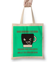 Funny Coffee Drinks Lover Gift Quote - Vintage Retro Rainbow Style Bez Çanta Uzun Saplı