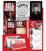 Asla Vazgeçme - Ayraç - Kartpostal - Poster - Sarmal -  2026 Ajanda Kalpaklı - Ay Yıldız Duvar Takvimi - Masa Takvimi