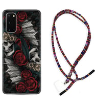 Samsung A02S A03S A10 A12 A13 A21S A22 Kılıf Boyun Asklı Rasta Silikon Skull Rose 1673