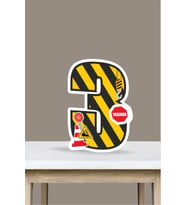 İş Makinaları Temalı Ayaklı Rakam Pano - 3 Yaş (40 cm)