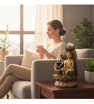 LED Işıklı Buddha Masaüstü Şelale ve Dekoratif Su Şelalesi