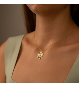 Metatron Altıgen Gümüş Kolye - Renk: Gold (Gold)