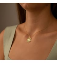 Metatron Altıgen Gümüş Kolye - Renk: Gold (Gold)