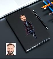 Kişiye Özel Savaşçı Tasarımlı Karikatürlü Siyah Defter Kalem Seti 111