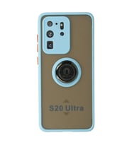 Samsung Galaxy S20 Ultra Kılıf Montreal Yüzüklü Silikon Kapak - Buz Mavi