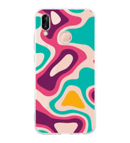 Huawei P20 Lite  Kamera korumalı Kapak Renkli Desen Tasarımlı  Şeffaf Kılıf