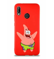 Huawei P20 Lite Soft Premier Kapak Patrick Yıldız Tasarımlı Silikon Kılıf - Kırmızı (Şeffaf)