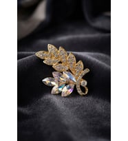 Gold Renk Zirkon Taşlı Başak Model Broş 5886