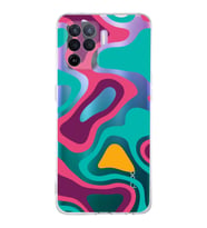 PrintiFy Oppo A94 Uyumlu Kamera Korumalı Renkli Desen Tasarımlı Şeffaf Silikon Kılıf
