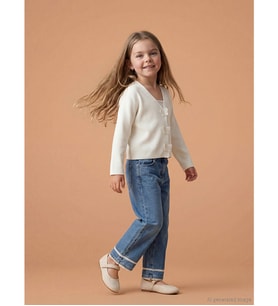 LCW Kids Mavi Straight Fit Dantel Detaylı Kız Çocuk Jean Pantolon