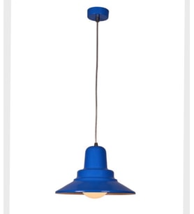 Dylight Retro Mavi İçi Beyaz Tekli Dekoratif Kafe Murfak Aydınlatma Sarkıt Avize Çap:30 cm (Siyah)