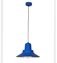 Dylight Retro Mavi İçi Beyaz Tekli Dekoratif Kafe Murfak Aydınlatma Sarkıt Avize Çap:30 cm (Siyah)