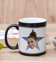 Kişiye Özel Mavi Yıldız Kafa Fotoğraflı Sihirli Kupa Bardak
