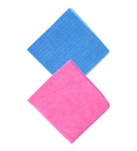 Silver Home Kareli 2li 40x40cm Mikrofiber Genel Temizlik Bezi - Mavi/Pembe