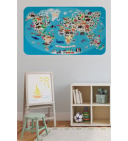 Eğitici Dünya Haritası Dünya Atlası Çocuk Ve Bebek Odası Duvar Sticker-60x105-3787