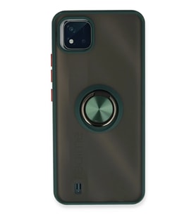Newface Realme C11 2021 Kılıf Montreal Yüzüklü Silikon Kapak - Yeşil