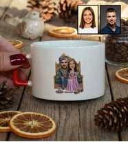 Kişiye Özel Karikatürlü Osmanlı Padişahı ve Sultanı Sevgiliye Hediye Lüks Fincan Sevgililer Günü Hediyesi