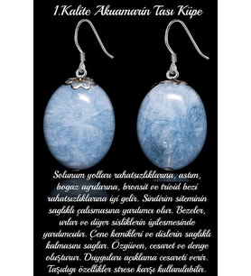 Sertifikalı Oval Kesim Akuamarin Taşı Küpe (1.kalite)