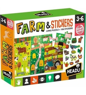 HEADU PUZZLE + STICKERS THE FARM (3-6 YAŞ) Bulmaca ve Çıkartmalı Çiftlik