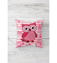 Baykuşlu Owl Pembe Çiçekli Çift Taraflı Gizli Fermuarlı Yastık Kılıfı Kırlent Koltuk Yastık Kılıfı