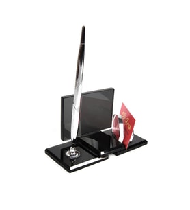 Kristal Masa İsimlik Modern Ofis Dekoru Masa İsimlik (Gri - Pembe)