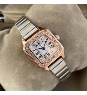 Özel Kutulu Taşlı Minimal Kare Kadran Metal Kordon Gümüş ve Rose Gold Renk Kadın Kol Saati Kadına Arkadasa Sevgiliye Ablaya Anneye Ese Hanıma Dogum Gunu Yıldonumu Hediyesi Kız Kardese Kız Cocuga Yeni İs Hediyesi