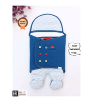 Mavi Erkek Bebek Battaniyesi & Ayaklı Uyku Tulumu - %100 Pamuklu Dış Kundak
