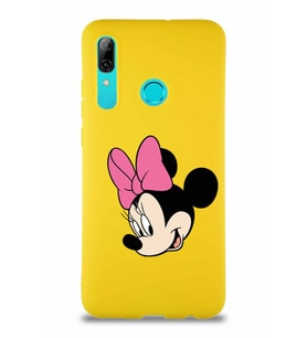 Huawei P Smart 2019 Soft Premier Kapak Minnie Mouse-B Tasarımlı Silikon Kılıf - Sarı (Şeffaf)