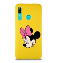 Huawei P Smart 2019 Soft Premier Kapak Minnie Mouse-B Tasarımlı Silikon Kılıf - Sarı (Şeffaf)