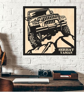 Kişiye Özel Off Road 4x4 Arazi Jeep Ahşap Duvar Tablo