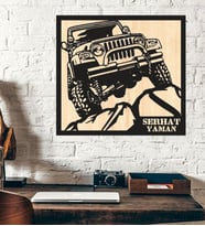 Kişiye Özel Off Road 4x4 Arazi Jeep Ahşap Duvar Tablo
