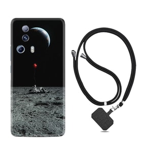 Xiaomi Mi 13 Lite Kılıf Silikon Boyun Askılı İpli Desenli Silikon Astronoot Red Baloon 1608