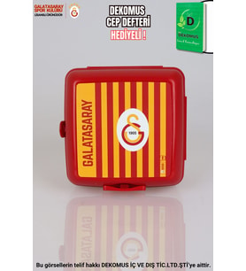"DEKOMUS CEP DEFTERİ HEDİYELİ" YENİ SEZON LİSANSLI GALATASARAY ÇİZGİLİ 2 KATLI BESLENME KUTUSU / LUNCH BOX (Sarı)