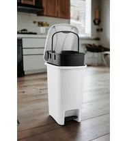 Slim Pedallı Beyaz Çöp Kovası, 12,5 Litre, İç Kovalı, Modern ve Şık Tasarım