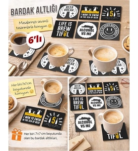 Bira Temalı 4 7x7 – 6’lı Set Dekoratif Kare Tasarım