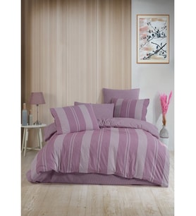 Italian Style Naturel Çift Kişilik Nevresim Takımı Krem (Açık Mürdüm)