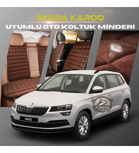 Skoda Karoq Kahverengi Renk Tay Tüyü Cepli & Terletmez Sırtlı Oto Koltuk Minder Seti - Koltuk Koruma Kılıfı (ÖN & ARKA TAM SET)
