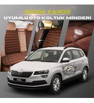 Skoda Karoq Kahverengi Renk Tay Tüyü Cepli & Terletmez Sırtlı Oto Koltuk Minder Seti - Koltuk Koruma Kılıfı (ÖN & ARKA TAM SET)