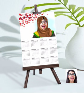 BK Gift Kişiye Özel 15x21 cm Fotoğraf Kartlı Kadın Arapça Öğretmeni Karikatürlü Şövaleli 2024 Takvim-3