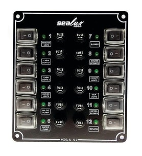 12 ANAHTARLI İZOLELİ KÜÇÜK EBATLI SWITCH PANEL / TEKNE ve KARAVAN SİGORTA PANELİ / ELEKTRİK KUMANDA PANELİ