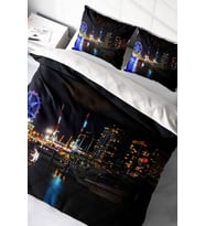 Lastikli Çarşaflı %100 Pamuk Saten Çift Kişilik Nevresim Takımı Harbor Night