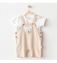 Andywawa Ac25845 Happy Animals Bebek Salopet Takım Beige